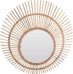 Lustro okrągłe boho Intesi Bilbao z trzciny wiszące do przedpokoju i salonu 90 cm