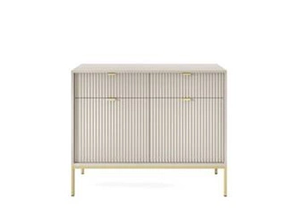 Komoda Delicious ryflowana kaszmir z szufladami na złotych nogach nowoczesna do salonu 104 cm