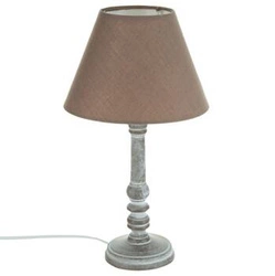 Lampka nocna do sypialni Leo Atmosphera klasyczna drewniana z abażurem brązowa 36cm
