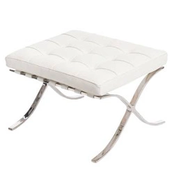 Podnóżek skórzany BA1 Premium inspirowany Barcelona biały do salonu nowoczesny D2.DESIGN