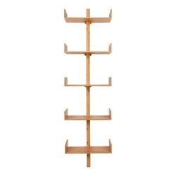 Półka na książki drewniana bambusowa 5 poziomów Intesi nowoczesna do salonu 180 cm