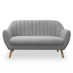 Sofa skandynawska Bella Intesi szara 2-osobowa tapicerowana z podłokietnikami do salonu