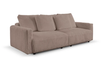 Sofa rozkładana Loppie sztruksowa z funkcją spania do salonu beżowa nowoczesna