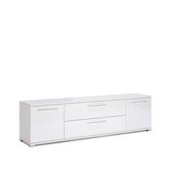 Szafka RTV biała Flory 190 cm nowoczesna z szufladami do salonu Intesi