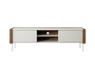 Szafka RTV 180 cm Taberg nowoczesna beżowa orzechowa stojąca do salonu z cichym domykiem