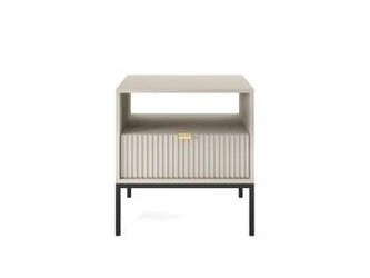 Szafka nocna Delicious 54 cm ryflowana kaszmir z czarnymi nogami Intesi - nowoczesny design do sypialni