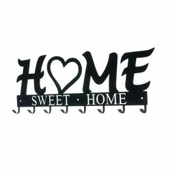 Wieszak ścienny czarny Home Sweet Home Intesi nowoczesny do przedpokoju na kurtki