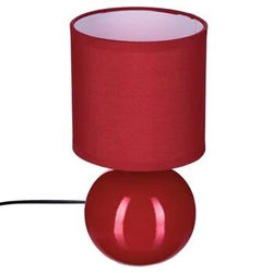 Lampka nocna Timeo czerwona połysk nowoczesna ceramiczna z abażurem do sypialni Atmosphera