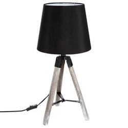 Lampa stojąca do salonu Runo Atmosphera czarna nowoczesna drewniana z abażurem 58 cm