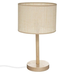 Lampka nocna Della drewniana beżowa boho do sypialni Atmosphera nowoczesna z abażurem