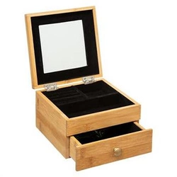 5five simply smart organizer na biżuterię bambusowy z lusterkiem i szufladą 15x15 cm