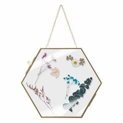 Dekoracja ścienna Clea Atmosphera heksagonalna metalowa ozdoba na ścianę do salonu złota 25x21 cm