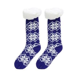 Intesi skarpetki damskie zimowe antypoślizgowe śnieżynki granatowe futerkowe 36-41