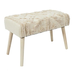 Ławka tapicerowana boho Bali Intesi kremowa drewniana do przedpokoju i sypialni 60 cm