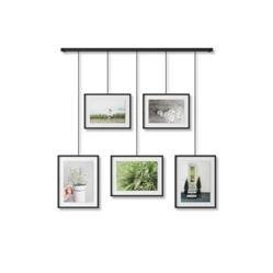 Ramka na zdjęcia wisząca multiramka Exhibit Umbra czarna loftowa 5 zdjęć 10x15 13x18