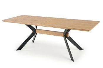 Stół rozkładany do jadalni Carbad dąb naturalny czarne nogi nowoczesny loftowy 160-220x90 cm Intesi