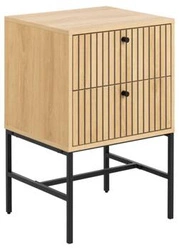 Szafka nocna Actona 45,6 cm dąb naturalny z ryflowanym frontem i szufladami - skandynawski minimalizm