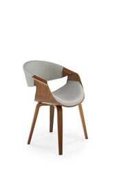 Krzesło do jadalni Shiloh VIC Intesi szare z podłokietnikami drewniane skandynawskie orzech