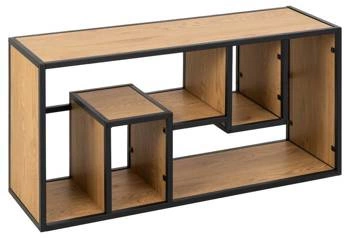 Nowoczesna półka ścienna na książki Seaford III dąb/czarny loftowa 95 cm Actona