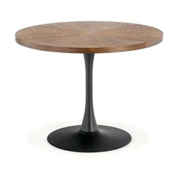 Stół okrągły do jadalni Carmelia 100 cm nowoczesny orzech czarny blat na jednej nodze Intesi