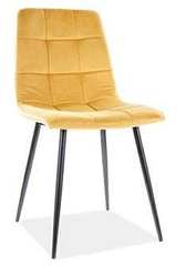 Krzesło tapicerowane welurowe Mello Intesi żółte do jadalni i salonu na czarnych nogach