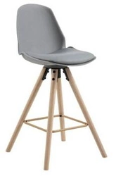 Hoker Oslo szary z oparciem do kuchni, drewniany na dębowych nogach, nowoczesny Actona