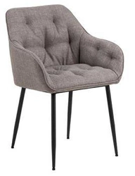 Krzesło tapicerowane Brooke jasnoszare z podłokietnikami do jadalni i salonu nowoczesne