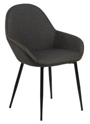 Krzesło do jadalni Candis Actona tapicerowane ekoskóra szare glamour na czarnych nogach