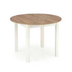 Stół okrągły rozkładany Nigo Intesi dąb naturalny i biały do jadalni lub kuchni 102-142 cm