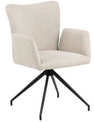 Krzesło do jadalni Laura Actona tapicerowane beżowe obrotowe z podłokietnikami nowoczesne