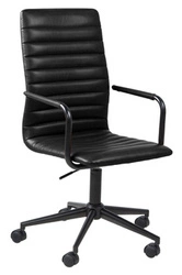 Winslow wygodny fotel biurowy ergonomiczny obrotowy czarny skórzany z podłokietnikami do biura