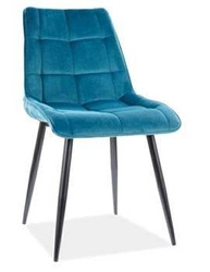 Krzesło Plaid Velvet Intesi tapicerowane welur turkusowy glamour do jadalni i salonu