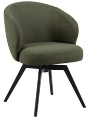 Krzesło do jadalni Darlene Actona zielone tapicerowane obrotowe nowoczesne na czarnych nogach
