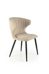 Krzesło tapicerowane Odile beżowe do jadalni i salonu nowoczesne na czarnych nogach Intesi