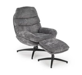 Fotel wypoczynkowy Beltine Intesi z podnóżkiem szary nowoczesny do salonu tapicerowany