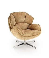 Fotel wypoczynkowy Offred musztardowy do salonu nowoczesny z podnóżkiem tkanina Intesi