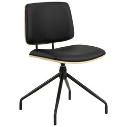 Krzesło obrotowe Owen Actona czarne skóra do biura i salonu tapicerowane industrialne