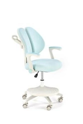 Fotel obrotowy Menara do biurka tapicerowany niebieski z podnóżkiem i regulacją Intesi