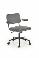 Fotel biurowy ergonomiczny Defil popielaty welurowy obrotowy z podłokietnikami do gabinetu