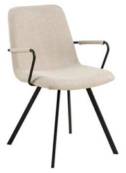 Krzesło do jadalni tapicerowane Selina Actona beżowe z podłokietnikami na czarnych nogach
