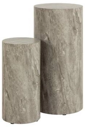 Zestaw 2 okrągłych stolików kawowych Dice szary marmur nowoczesny do salonu 2w1 Actona