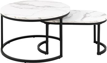 Zestaw stolików kawowych Spiro biały marmur owalny 2w1 glamour do salonu Actona