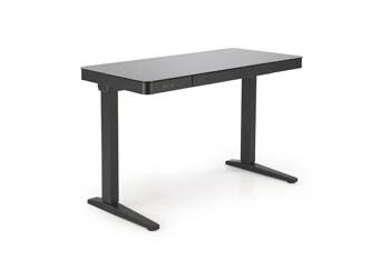 Biurko nowoczesne z regulacją wysokości Alembe Intesi czarne szklane do pracy z portem USB