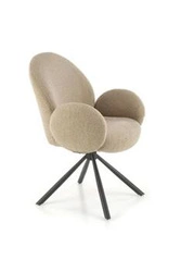Krzesło tapicerowane Paulett obrotowe beżowe z podłokietnikami do jadalni i salonu Intesi