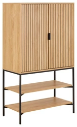 Regał na książki Jaipur loftowy zamykany dąb czarny 80 cm Actona