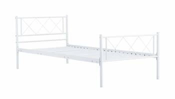 Łóżko metalowe Muriel białe 90x200 do sypialni lub pokoju młodzieżowego skandynawskie ze stelażem