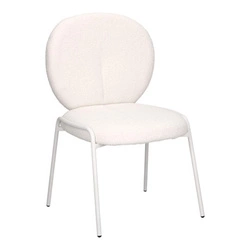 Krzesło Bianco tapicerowane boucle białe do jadalni i salonu nowoczesne skandynawskie Intesi