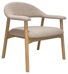 Fotel kubełkowy Addi beżowy boucle dąb skandynawski do salonu i sypialni Actona