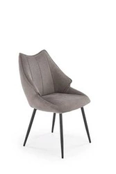 Krzesło tapicerowane Rania szare do jadalni i salonu nowoczesne skandynawskie na czarnych nogach