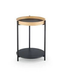 Stolik kawowy Polo okrągły loftowy czarny dąb z półką 44 cm do salonu Intesi